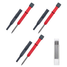 High Precise Woodworking Pencils 2.8mm With Stainless Steel Tip Pack of 3pcs Gray red