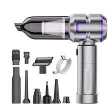 Portable 6000mAh Handheld Cordless Car Vacuum LED Flashlight Fast Charging 6705 black gold