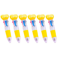6Pcs Multicolor Ballpoint Pen 4 Color-in-1 Ballpoint Pen 1.0MM for Journaling Candy yellow