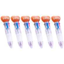 6Pcs Retractable Multicolored Pen 4 Color-in-1 Ballpoint Pens for Journaling Coffee color