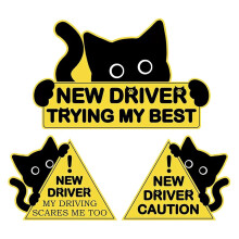 3Pcs Adhesive New Driver Cats Stickers for Improved Vehicle Night Visibility