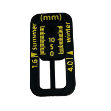Convenient Easy Carry Tire Tread Gauge Keychain Suitable for Yellow letters on bl