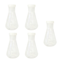 5Pcs Clear Plastic Graduated Flasks Triangular Shape Laboratory Flasks with Lid 1000ml
