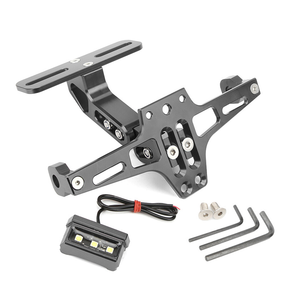 Adjustable Motorcycle License Plate Bracket Built In Led Aluminum Titaniumcolor Light 7754004753211