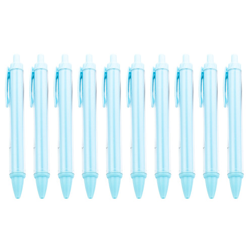 Retractable Ballpoint Pen Ergonomic Grip Multipurpose Plastic Pens Black Inks Candy Blue