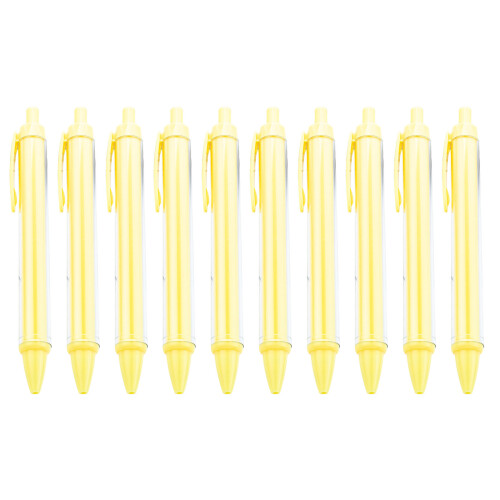 10Pcs Retractable Ballpoint Pen Refillable Plastic Ballpoint Pens Ergonomic Candy yellow