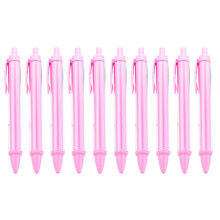 10Pcs Refillable Plastic Ballpoint Pen Retractable Ballpoint Pen Black Inks Pink