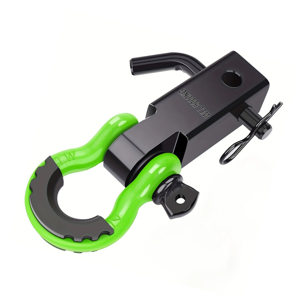 Tow Hook For Various Off Road Vehicles Carbon Steel Shackle Hitch Receiver 2" Black/Green 7754004695955