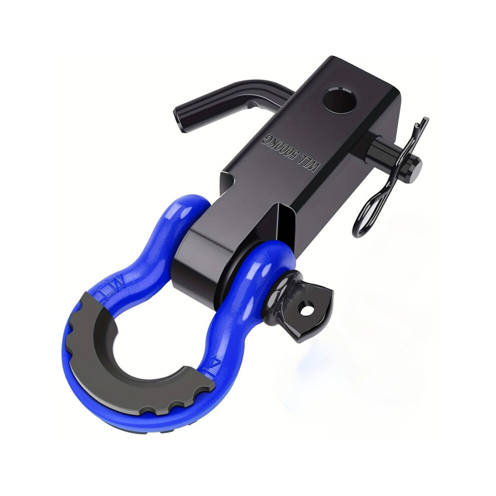 Shackle Hitch Receiver 2" Recovery Hook For Off Road Vehicles Carbon Steel Black/Blue 7754004695948