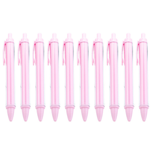 10Pcs Retractable Ballpoint Pen Refillable Plastic Ballpoint Pens Ergonomic Candy pink
