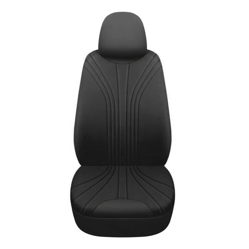 Comfortable Car Seat Cover With Textured Pattern Universal For Seat 2 Piece Set Black 7754004711792