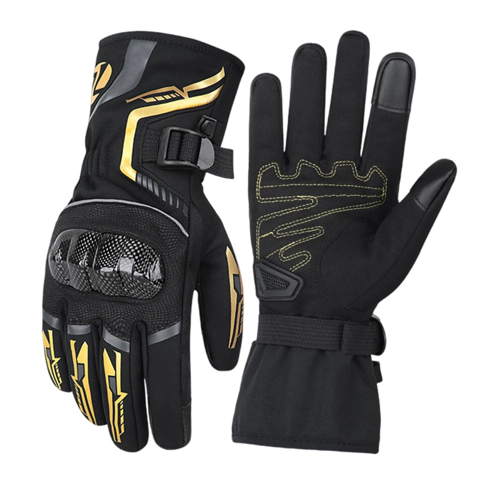 Winter Motorcycle Gloves Thermal Waterproof Cold Weather Riding Gear For Men L Gold 7754004753624
