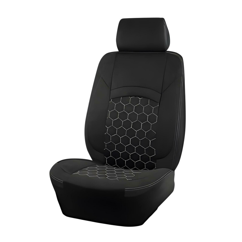 Protective Car Seat Cover Football Hexagonal Style For Most Vehicles 2 Piece Set Black 7754004712003