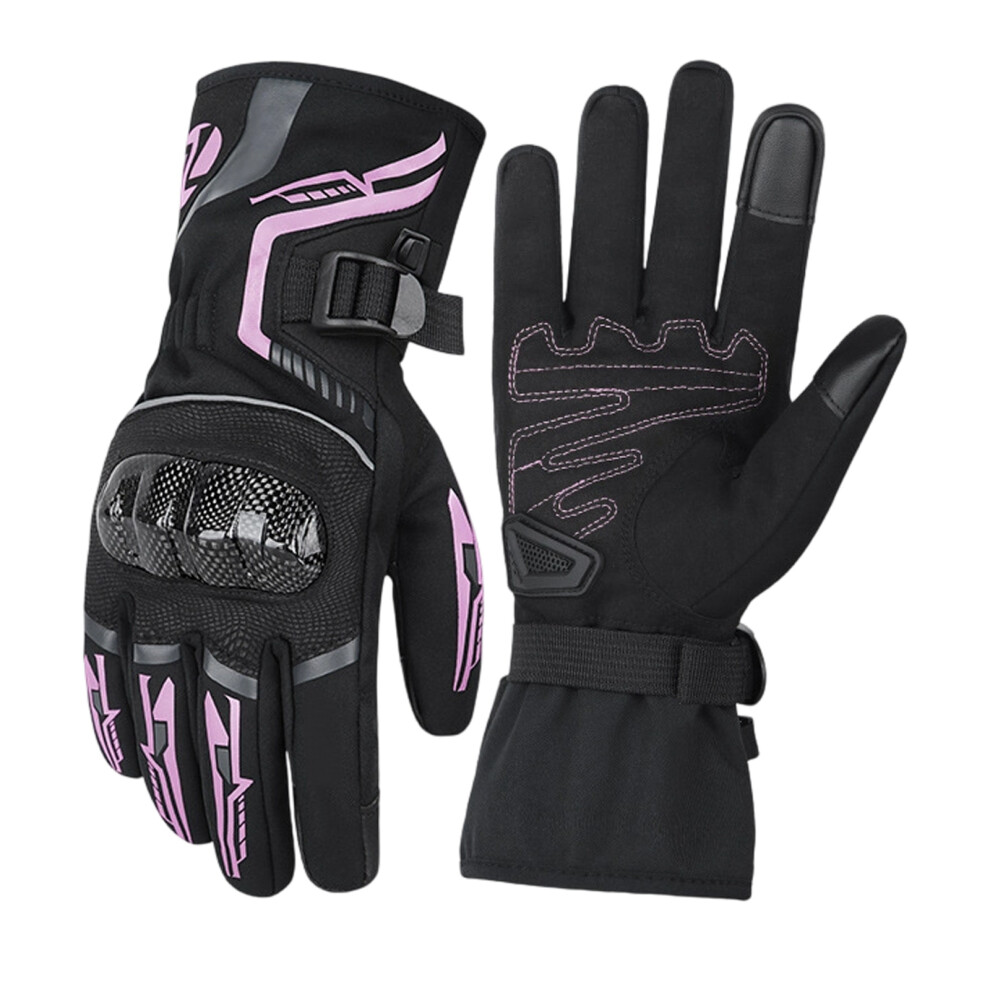 Carbon Fiber Motorcycle Gloves Winter Waterproof Thermal Riding Tools Gift L Pink 7754004753754