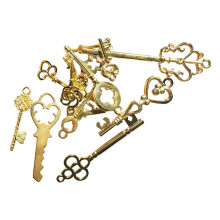 Pack of 13 Assorted Retro Key Charms Metal Material for Daily Key Management gold
