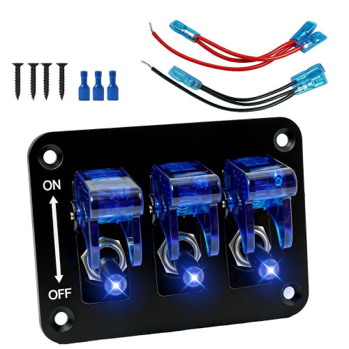 (Blue) Industrial Toggle Panel Switches with Copper Silver Coated Contacts Multiple Function Rocker Switches for 12V/24V Circuits Multicolor