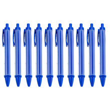 10Pcs Retractable Ballpoint Pen Ergonomic Grip Plastic Pens Black Inks Navy Blue