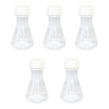 5Pcs Multipurpose Clear Plastic Graduated Flasks with Anti Spill Lid for Lab 50ml