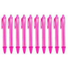 Retractable Ballpoint Pen Ergonomic Grip Multipurpose Plastic Pens Black Inks Rose red