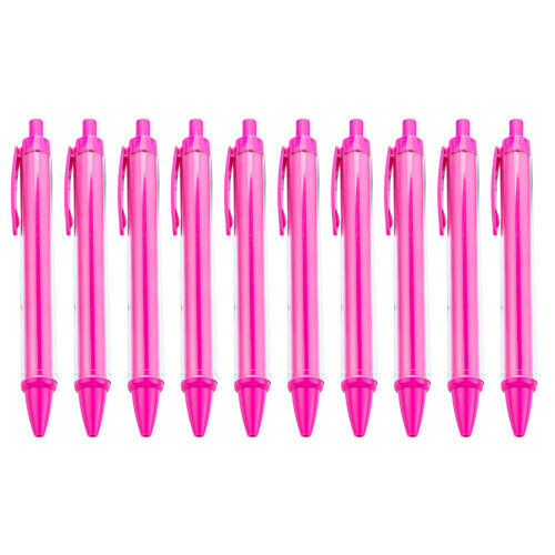 Retractable Ballpoint Pen Ergonomic Grip Multipurpose Plastic Pens Black Inks Rose red