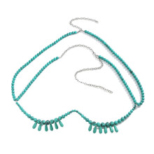 (Green) Drop Shape Pearl Pendant Necklace Sexy Chest Chain for Woman Nightclub White/ Green Body Chain Nightclub Body Jewelry White