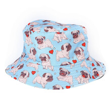 (1 Pug) Unisex Reversible Bucket Hat Fisherman Hat for Casual Wear Breathable Sunshade for Teenagers Colorful Print 9