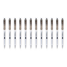 Pack of 12 Roller Ball Pen Set Quiet Clicks Quick Dry Ink Study Work Essential Black