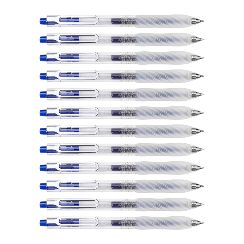 Blue 12Pcs Retractable Gel Pen 0.5Mm Tip Quick Dry Ergonomic Grip Gel Pen For Office