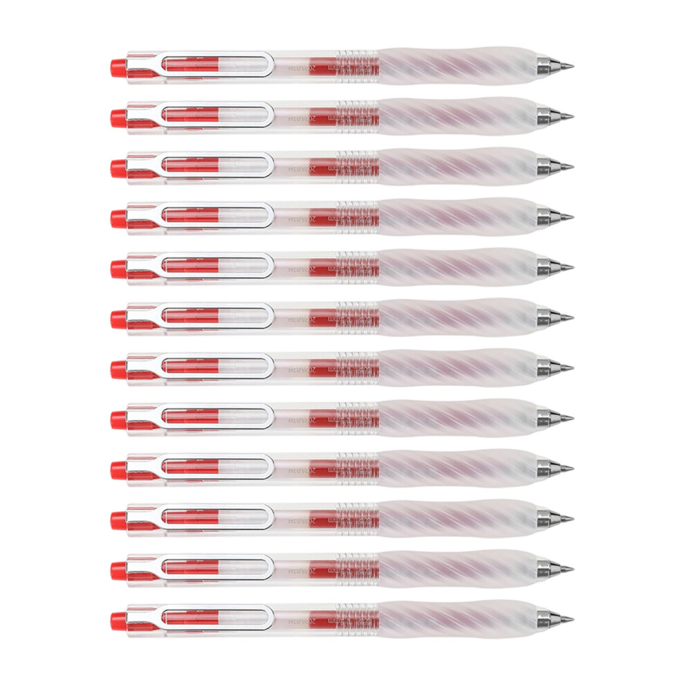 Red 12Pcs Retractable Gel Inks Pen Refillable Gel Inks Pen 0.5Mm Tip Quick Drying