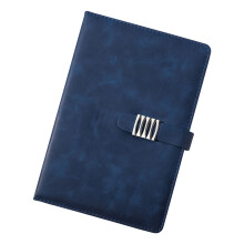 Thick Page Notebook PU Leather Cover Magnetic Fastener Meeting Planner Navy Blue