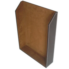 Refined Office Desk Tray For A4 File PU Leather Surfaces Soft Fabric Inner Coffee color