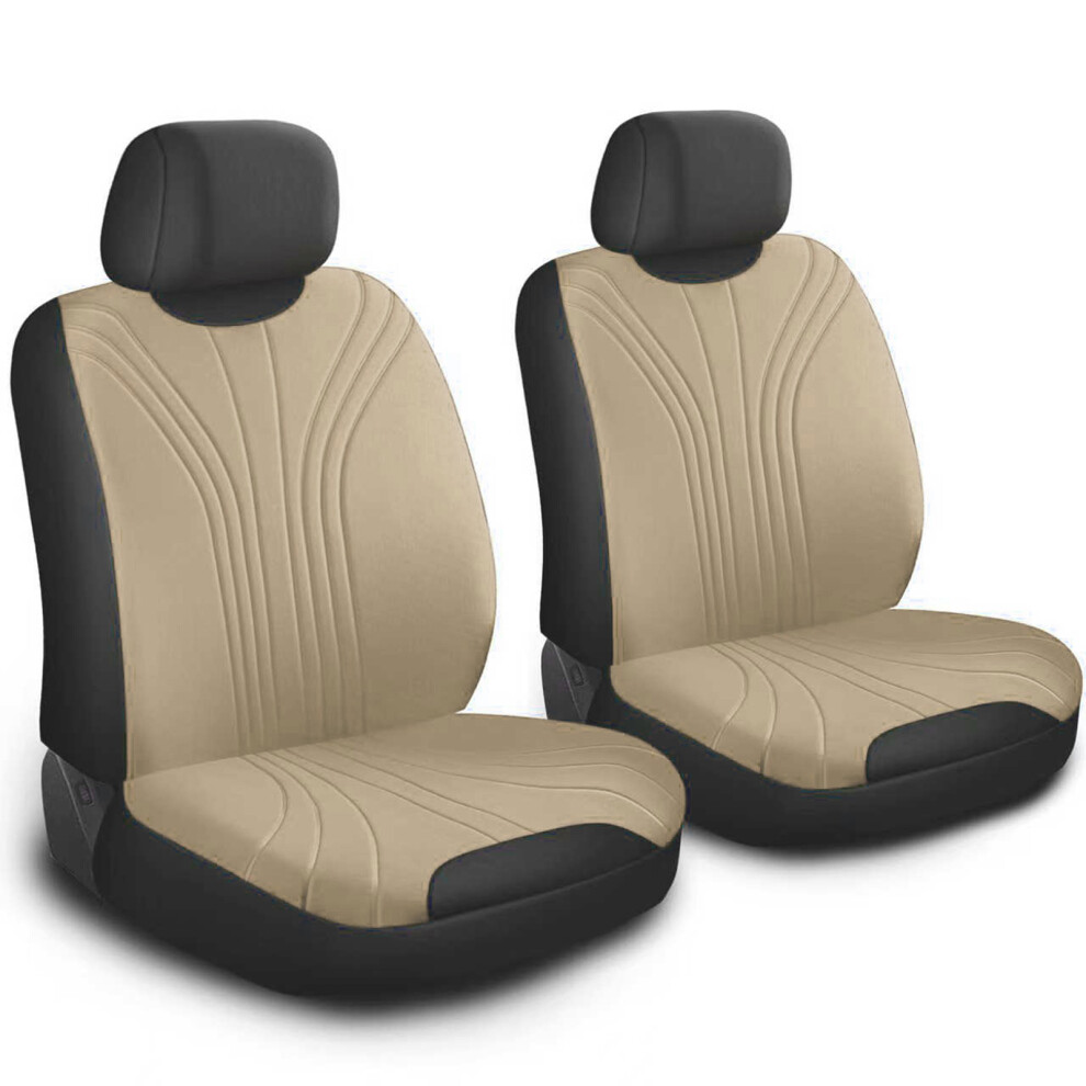 Textured Auto Seat Protector Universal Seat Cover Easy To Install 4 Piece Set Beige 7754004711693