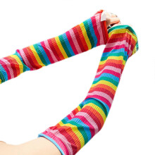 (rainbow) Girls Cute Gloves Pride Month Accessories For Driving Sunscreen Summer Wear Rainbow Cooling Lady Sleeve Pink