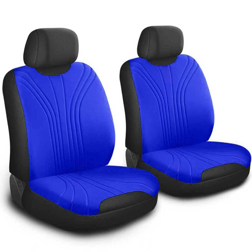 Textured Look Car Seat Cover Cushion Universal Washable Fabric For Safe 4 Piece Set Blue 7754004711662