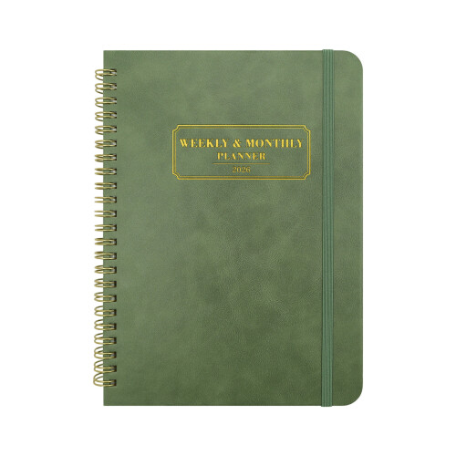 2026 Work Life Planner Travel Journal Schedule Notebook Compacts Size Design Green