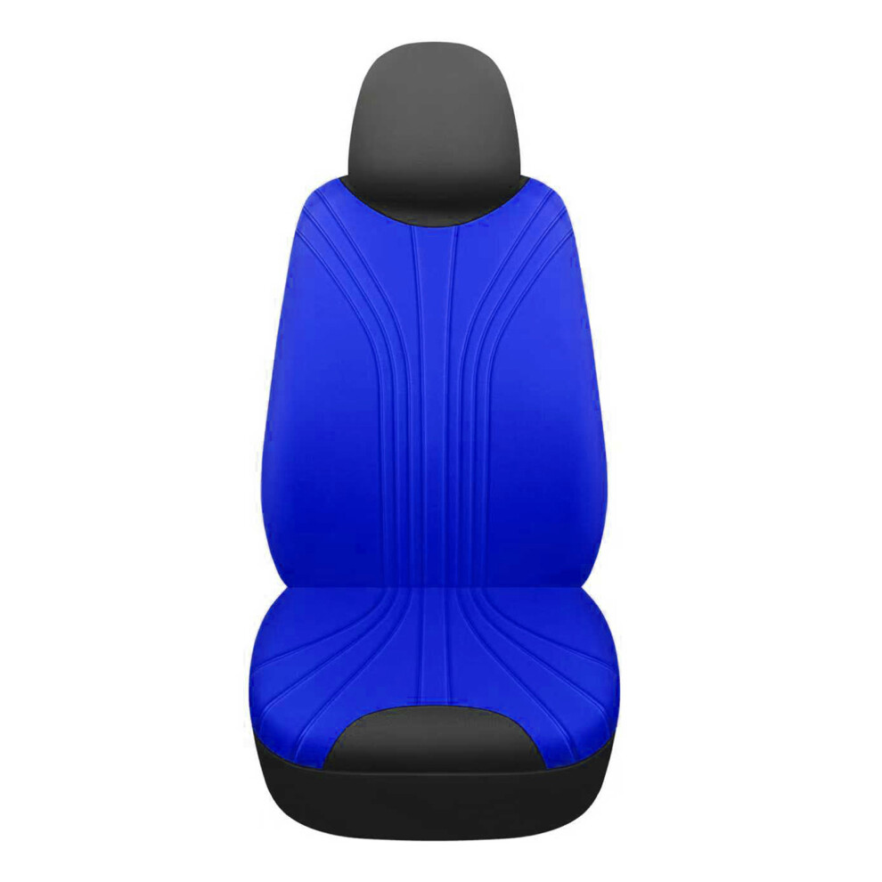 Comfortable Car Seat Cover With Textured Pattern Universal For Seat 2 Piece Set Blue 7754004711709