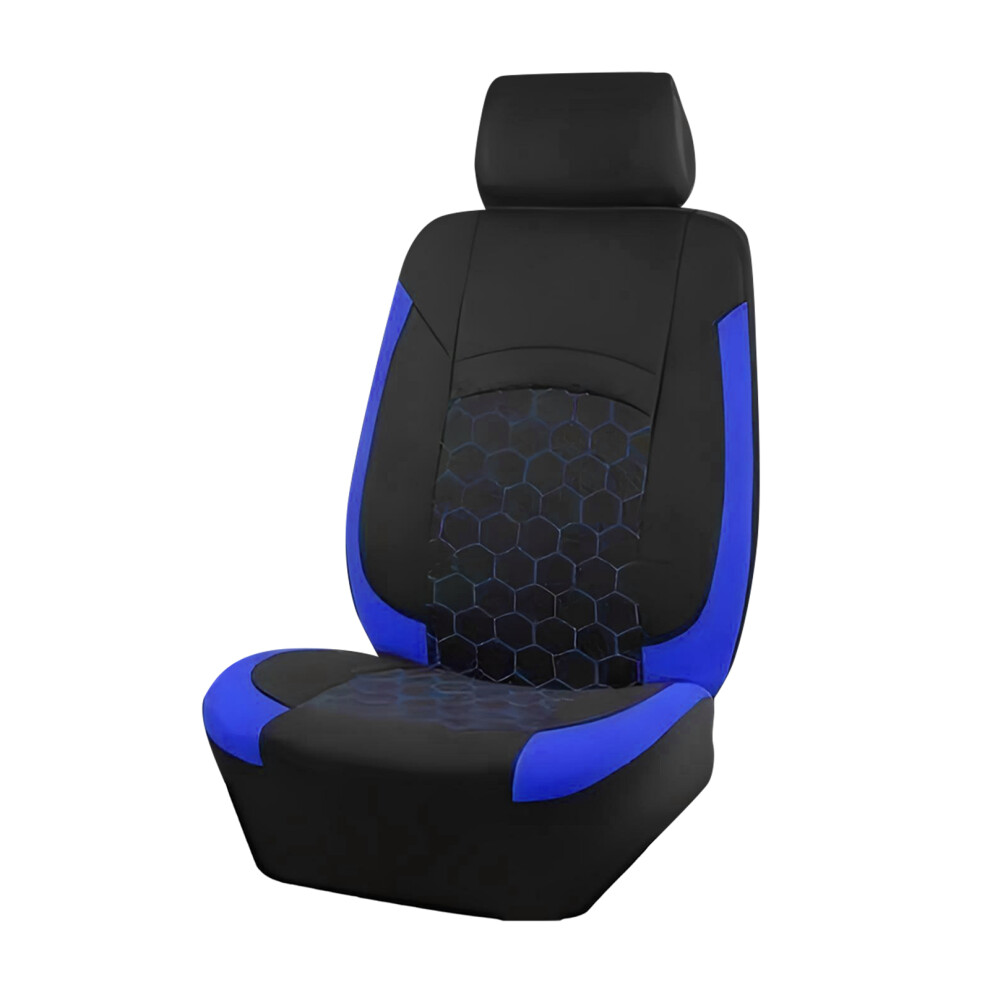 Universal Fit Car Seat Cover With Soccer Football Hexagonal Pattern 2 Piece Set Blue 7754004711914