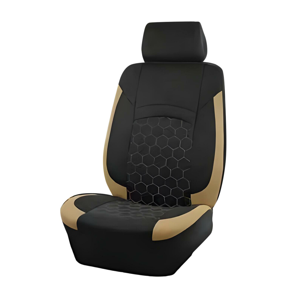 Protective Car Seat Cover Football Hexagonal Style For Most Vehicles 2 Piece Set Beige 7754004712065