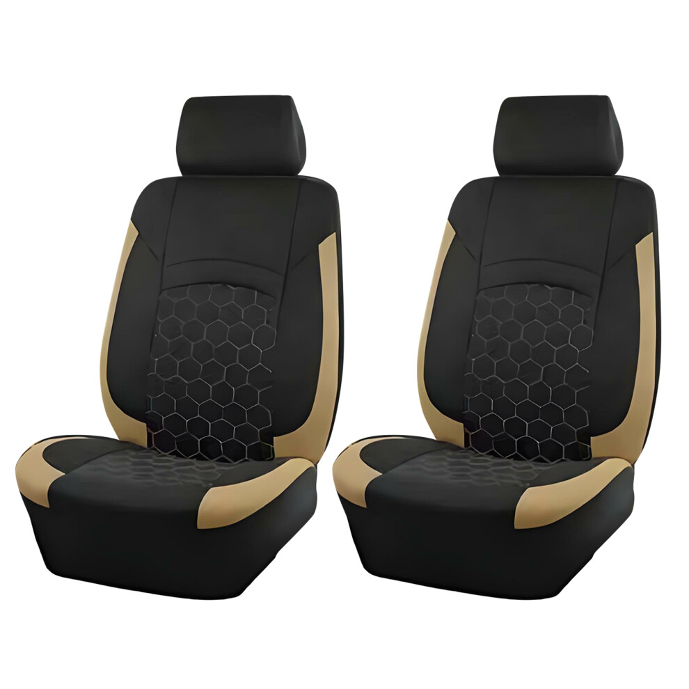 Universal Fit Car Seat Cover With Soccer Football Hexagonal Pattern 4 Piece Set Beige 7754004712041