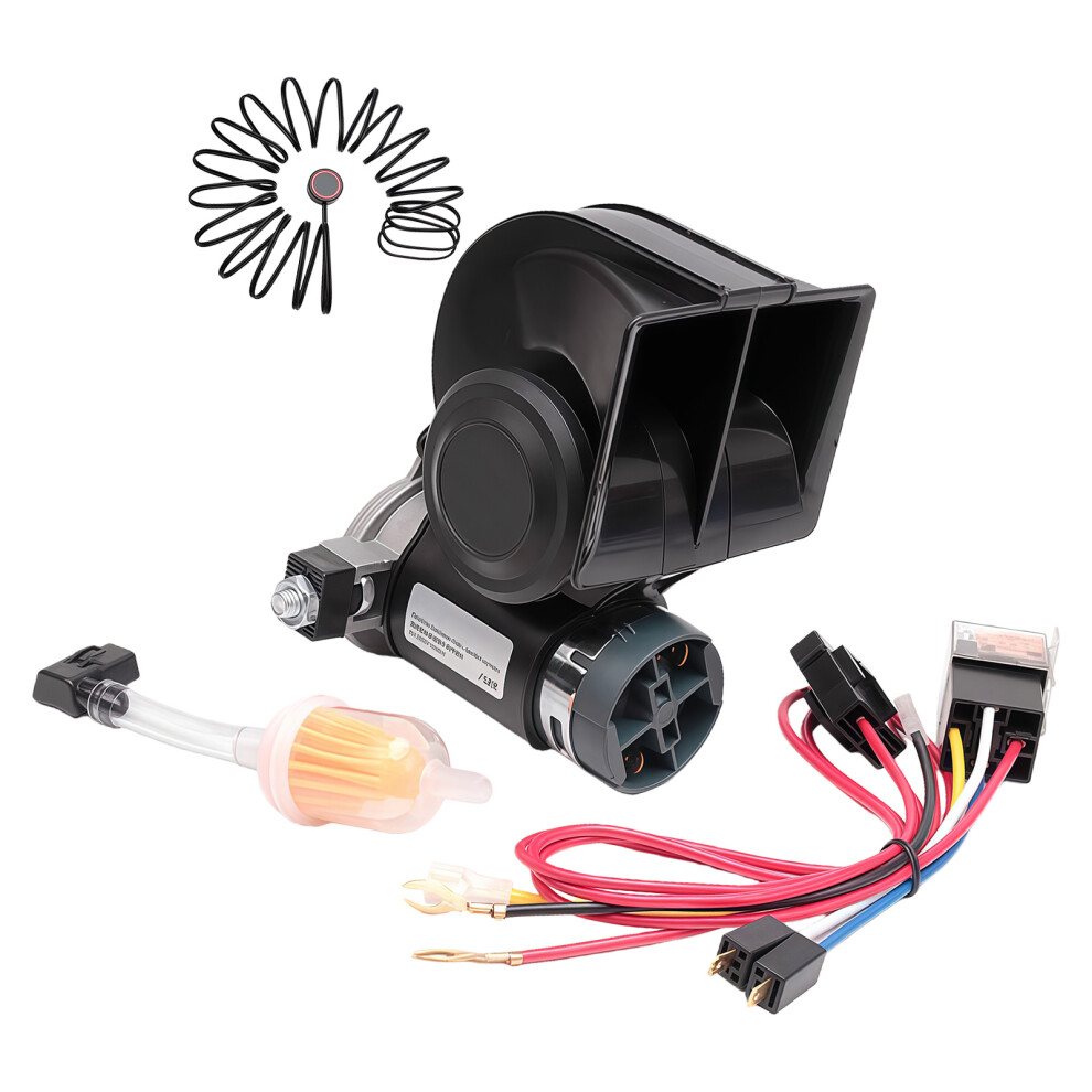 High Decibel Alert Loud Air Horn And Button For Construction And Trucking Needs Black 7754004706682