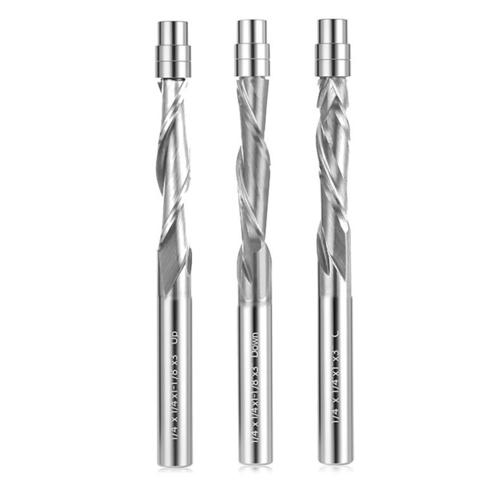 Woodworking Helical Edged Trimming Router 6Mm Shank Precise Shaping Three Pieces Set 7754004773189