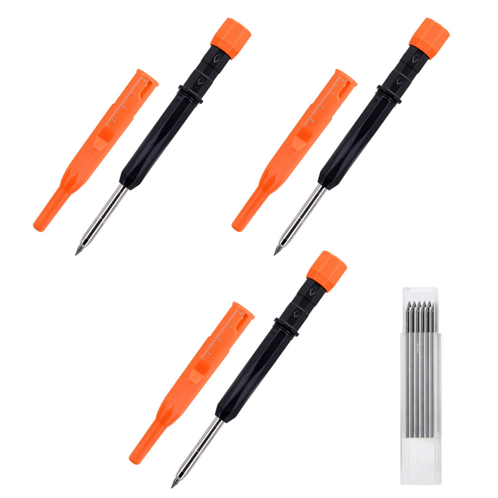 3Pcs Ergonomic Marking Pencils 2.8Mm Depth For Detailed Woodworking And Crafting Orange.. 7754004685802