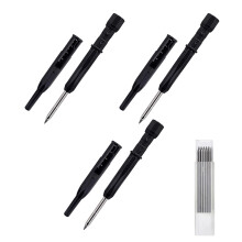 3 Pieces Stainless Steel Tip Carpenters Pencils Marker For Precise Marking Black