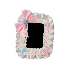 Retro Maid Lace Handmade Card Holder Suitable for Girls Office Desk Organizers Light pink