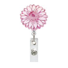 Swivel Mechanism Badge Reels Artistic Elastic Lanyard For Workplace Convenience Pink white