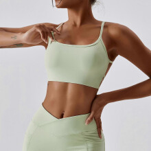 (M, White) Women Crisscross Back Sports Bra with Removable Pads Wireless Strappy Backless Workout Fitness Running Bralette Crop Top White L