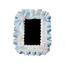 Retro Maid Lace Handmade Card Holder Suitable for Girls Office Desk Organizers Sky blue