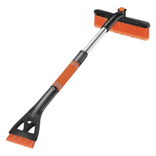 Heavy Duty Ice Scraper Snow Brush Combination Extendable Aluminum Rod For Car Yellow