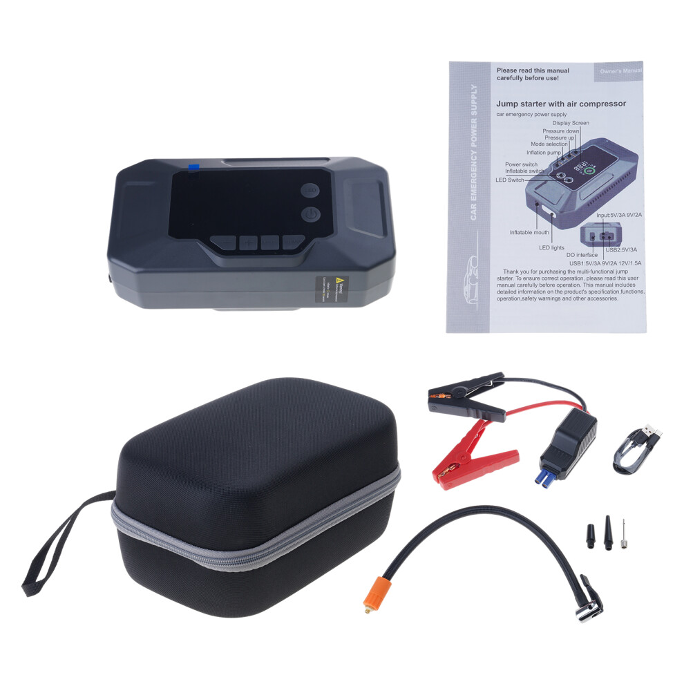 Portable Vehicle Emergency Jump Starter Built In Air Compressor 8000Mah Battery Smart Clip 7754004755468