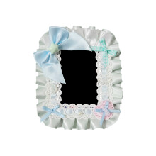 Cute Nylon Multiple Slot Card Case with Lace Trim Retro Style for Women Light green